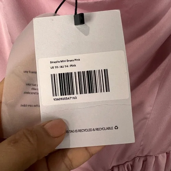 NEW Princess Polly Straplie Mini Dress Pink Satin‎ Smocked Bust Square Neck 10 - Picture 8 of 11